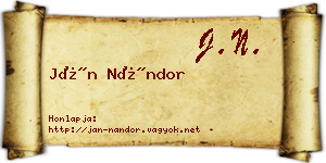 Ján Nándor névjegykártya